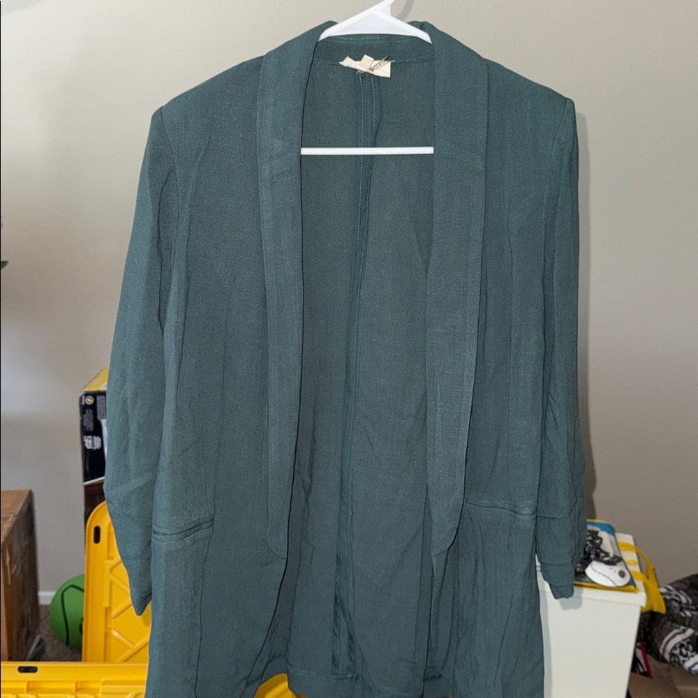 Entro Deep Teal Open Front Jacket